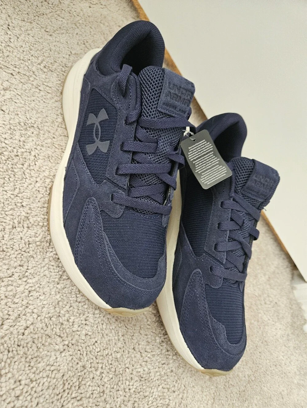 NWT Under Armour UA Edge Suede Mens 11 Navy Blue Charged Sneakers